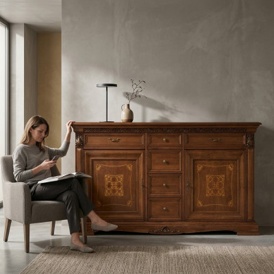 Barok Rococo Buffet commode Luxe commodes Antieke stijl Echt massief hout Nieuw xxl groot