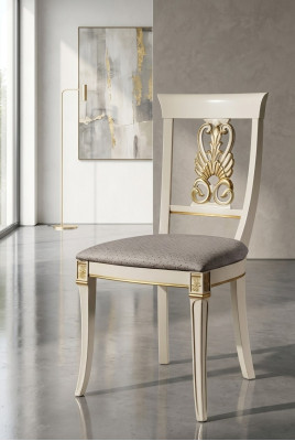 Luxe Design gestoffeerde stoel Stoelen Zitje Rug Massief hout Eetkamer Barok