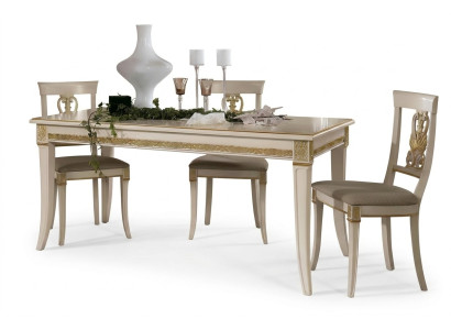 Klassieke eettafel massief hout eetkamer set + 4x stoel set stoelen Barok