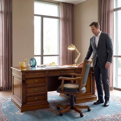 Inrichting van de werkkamer kantoor meubels tafel stoel 2-delige set barok.