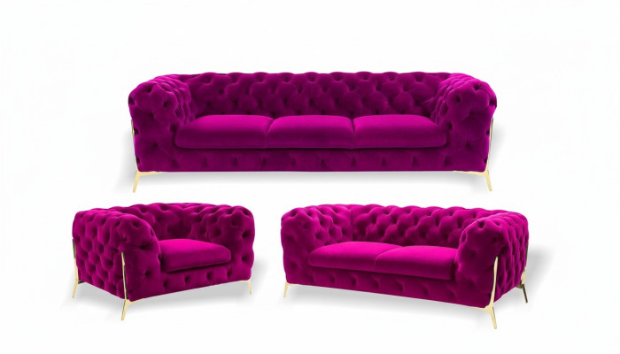 Ontwerper Chesterfield bankstel bank bankstel set in fluweel 3+2+1 zitsbank
