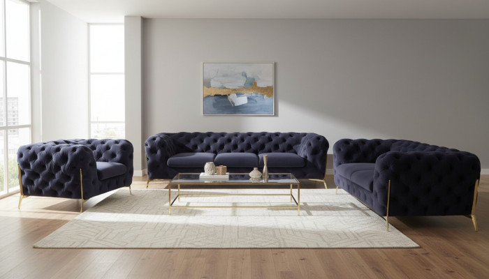 Chesterfield bank gestoffeerde zitgroep 3+1+1 zits fluwelen designbanken nieuw