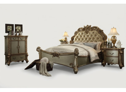 Ontwerp luxe slaapkamer set inclusief bed, 2 nachtkastjes, decoratie en commode.