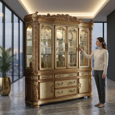 Luxury etalage vitrine Vitrine kast Glas Antieke stijl Barok Rococo