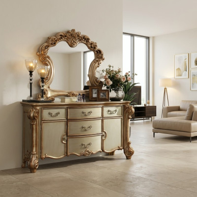 Buffet Dressoir Commode Spiegel Echt Handwerk Hout Klassiek Barok Rococo