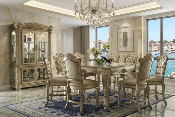 Eetkamer Eetkamerset Klassieke set Eettafel 6x Chesterfield armstoelen