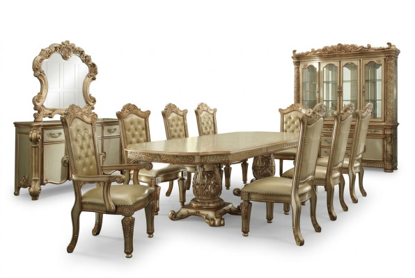 Eetkamer set meubilair vitrine tafel 8x stoel dressoir spiegel barok