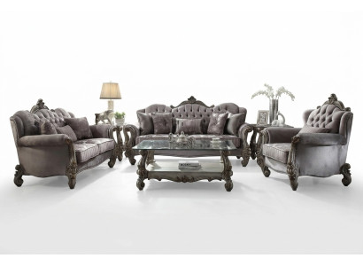 Chesterfield bankstelbank bekleding klassieke 3+2+1 zits set houten bank