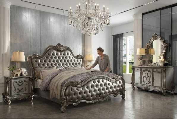 Klassieke meubel slaapkamer set Bed Nachtkastje Commode Spiegel 5-delig.