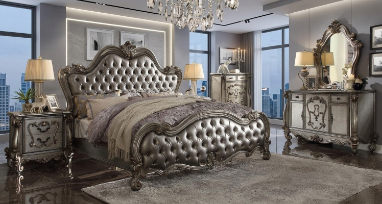 Klassieke meubel slaapkamer set Bed Nachtkastje Commode Spiegel 5-delig.