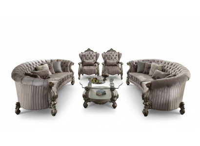 Unieke set Chesterfield luxe meubels 4-delig. 2x ronde bank + 2x fauteuil.