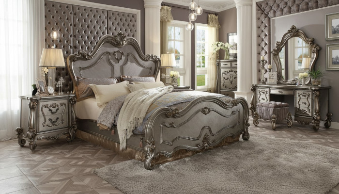 Chesterfield Barok Bed Tweepersoonsbed 2x Nachtkastjes Houten Design Bedden