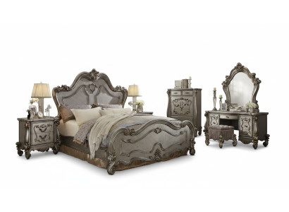 Klassieke slaapkamerset Bed 2x Nachtkastje Commode Spiegel 5-delig.