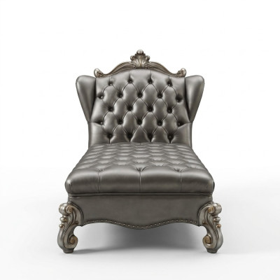 Chaiselongues Chesterfield Ligstoel Chaise Lederen Bank Relax Zilveren Barok