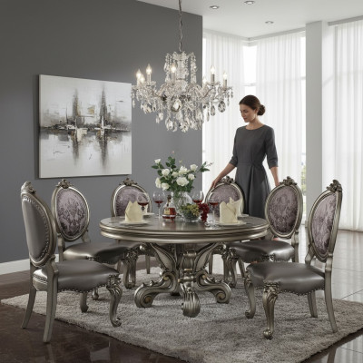 Ontwerp Ronde Tafel 6x Stoelen Eetkamer Stoelen Ronde Gestoffeerde Tafels Set