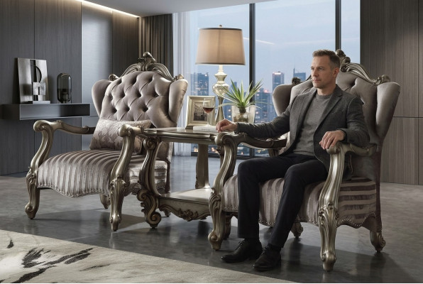 Textiel fauteuil 1-zitsbank gestoffeerde banken Klassiek design Luxe barok