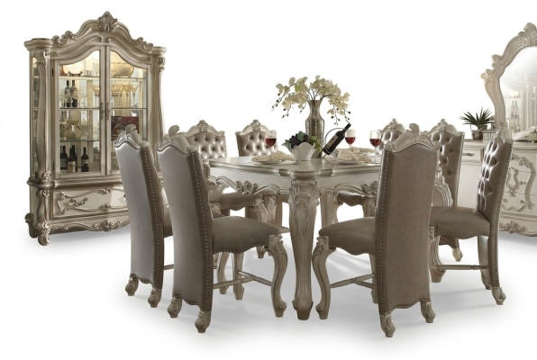 Grijs eetkamerset vitrine eettafel set 8x stoelen tafel groep 10-delige set.