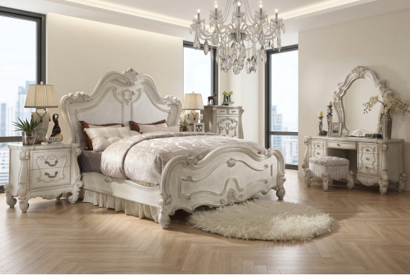 Klassieke slaapkamer set Bed Nachtkastje Kruk Kaptafel Spiegel