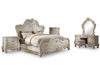 Klassieke slaapkamer set Bed Nachtkastje Kruk Kaptafel Spiegel