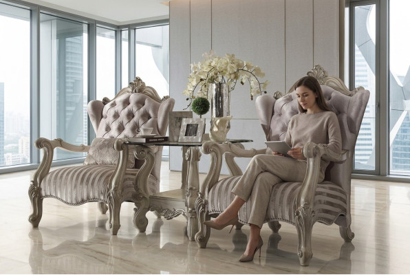 Klassieke fauteuil Televisiebank 1-zits bank Designer textiel bekleding
