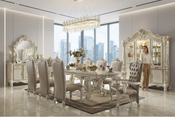 Barokstijl eetkamer set Luxe eettafel 8 stoelen Dressoir Spiegel