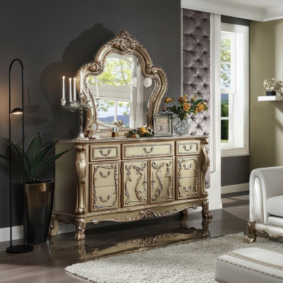 Edel dressoir buffet dressoir kast + spiegel barok rococo dressoir hout nieuw