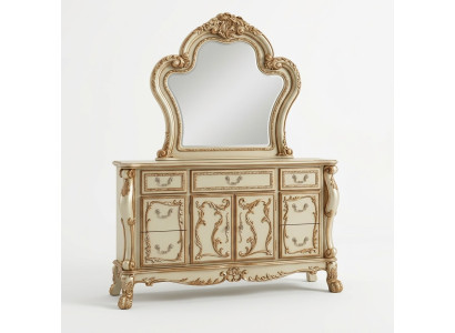 Edel dressoir buffet dressoir kast + spiegel barok rococo dressoir hout nieuw