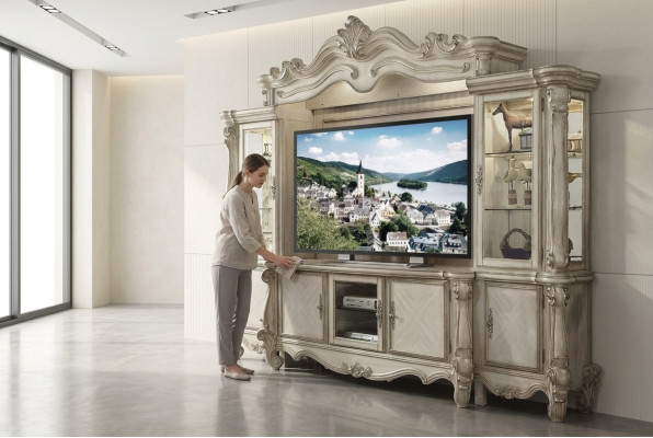 Klassieke tv-wand van hout in barokstijl voor woonkamermeubels