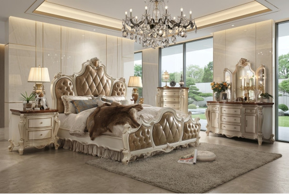 Klassiek bed Tweepersoonsbed Designbed 2x Nachtkastjes Houten bedden Nieuw