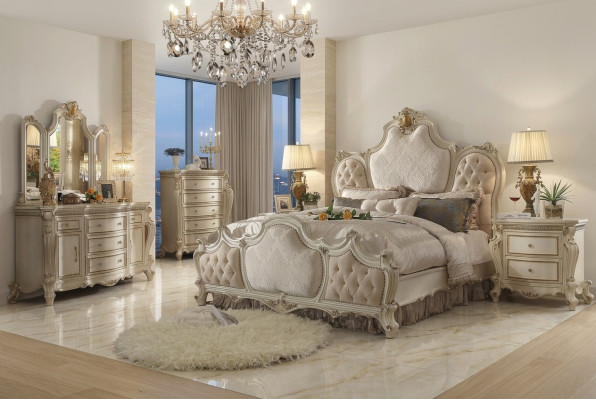 Klassiek bed Barok Chesterfield Rococo hotelstijl dubbel leer antiek