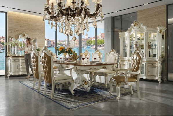 Klassieke eetkamerset Designer eettafel 8 stoelen Compleet model Barok Rococo