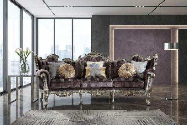 Klassieke vierzits woonkamerbank van textiel in rococo barok luxe sofa.