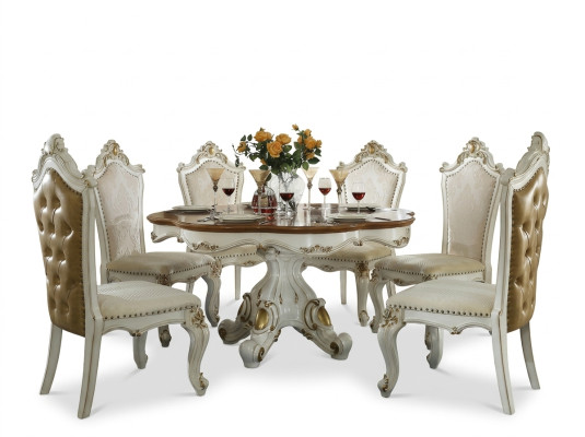 Koninklijke eetkamerset in barok en rococostijl - tafel & 8x Chesterfield-stoelen