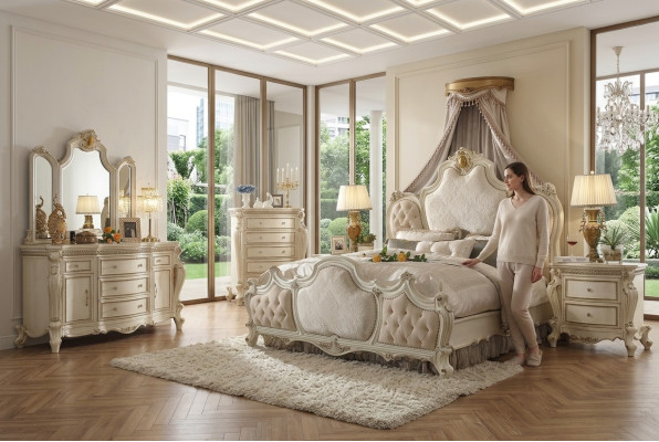Designer slaapkamerbed met 2 nachtkastjes en een commode, 4-delig set, nieuw, 180x200cm.