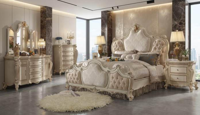 Designer slaapkamerbed met 2 nachtkastjes en een commode, 4-delig set, nieuw, 180x200cm.