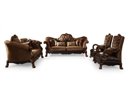 Klassieke bankstel 3+2+1 zitsbank bank gestoffeerd textiel Chesterfield