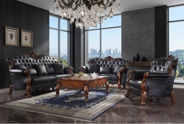 Sofa Driezits woonlandschap Banken Bank Polster Garnituur Leer Barok