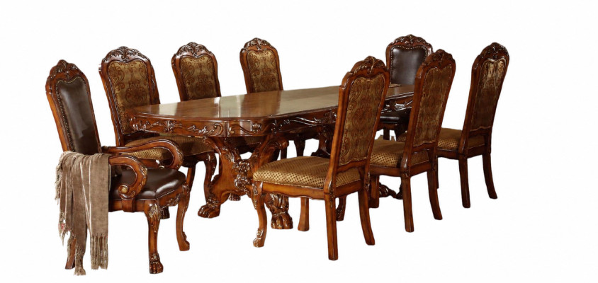 Klassieke eettafel houten eetkamerset 6x stoelstoelen