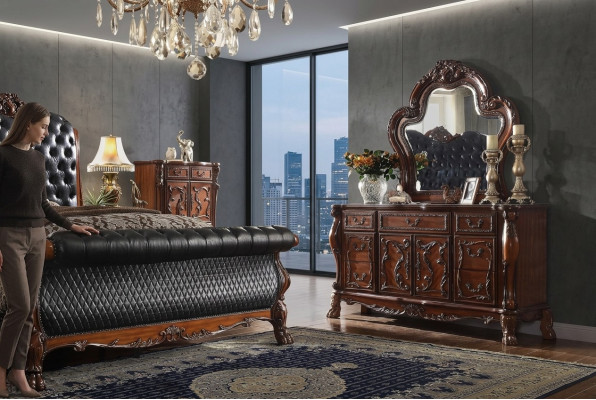 Ladekast kast met spiegel Edel dressoir buffet barok rococo hout nieuw sideboard
