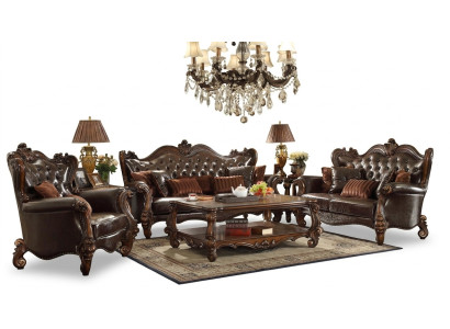 Klassieke set van 3+2+1 bankstelbank, bank, lederen bank, gestoffeerde bank