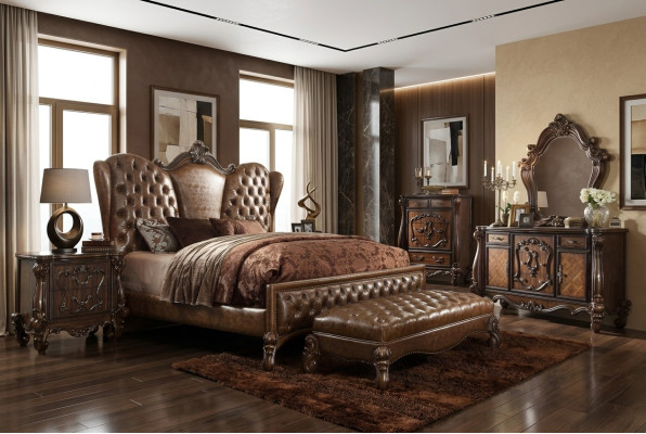 Chesterfield bed 2x nachtkastjes 3-delige set meubels barok rococo slaapkamerset