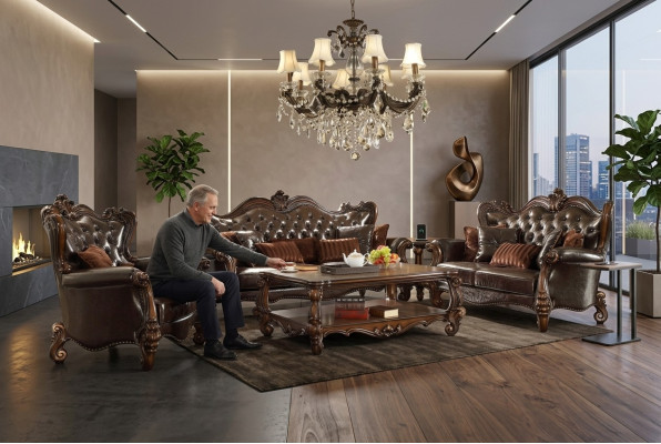 Luxe Chesterfield bankstel 3+2+1 zits + salontafel meubilair bank