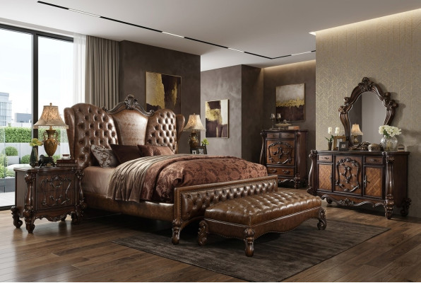 Chesterfield lederen bed bed bedden gestoffeerd ontwerp tweepersoonsbed 180x200cm