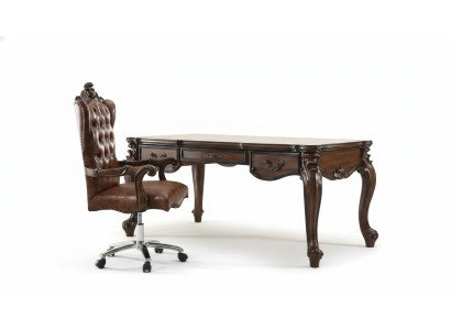 Chefsessel Stoel Klassieke Stoel Kantoor Bureaustoel Leer Hout Barok
