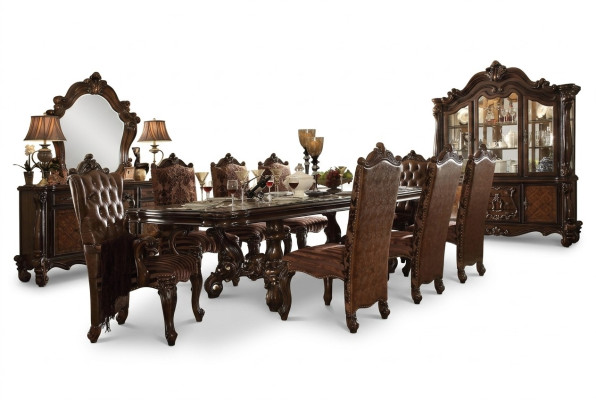 Klassieke complete set eettafel + x6 Chesterfield stoelen eetkamer set