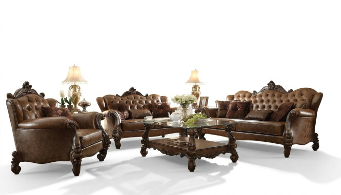 Lederen bank Barokstijl Rococo Lederen bank Bank Bekleding Zitplaats 3-zitsbank Driepersoons
