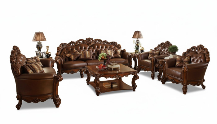Compleet set bankstel 5-delig. Salontafel Sofa Bankstel Hout Zitlandschap