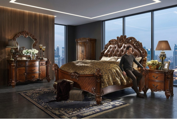 Klassieke slaapkamerset Bed Nachtkastje Ladenkast Spiegel Ladenkast