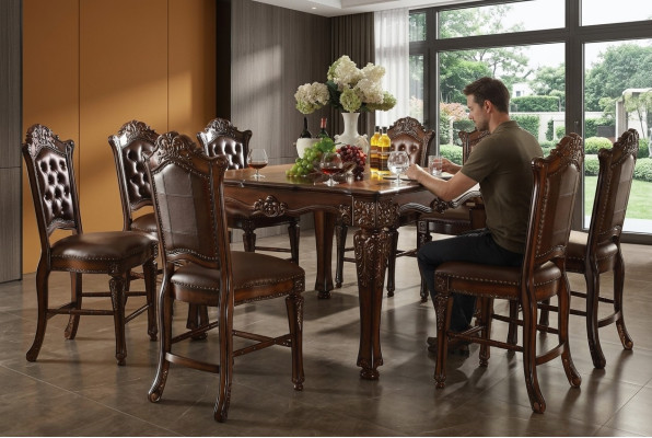 Eettafel 6x stoelen eetkamerset eetgroep klassieke tafel 7-delige set