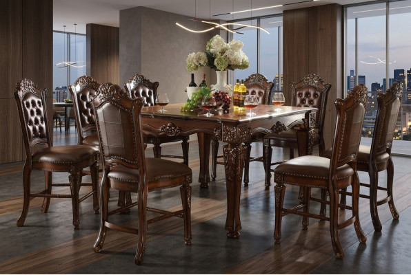 Ontwerper eetkamermeubels Rechthoekige houten tafel x8 stoelen 9-delig set